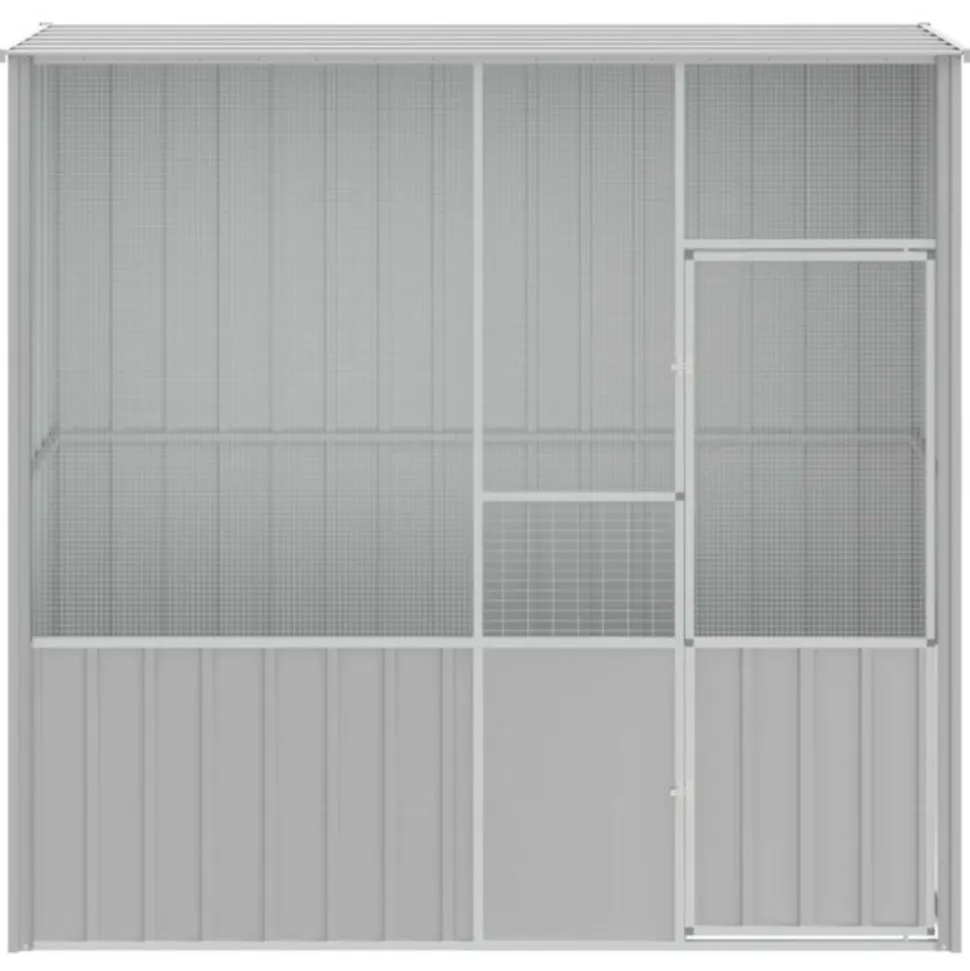 VIDAXL - Cage à oiseaux gris 215x78x200 cm acier galvanisé
