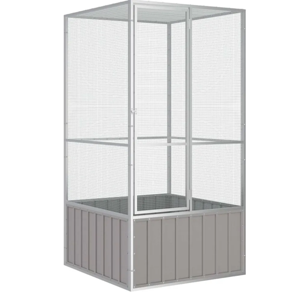 VIDAXL - Cage à oiseaux gris 111x107x211,5 cm acier galvanisé