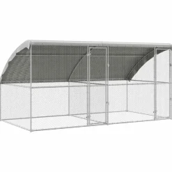 VIDAXL - Cage à poules argent 400 x 200 x 198.5 cm acier galvanisé