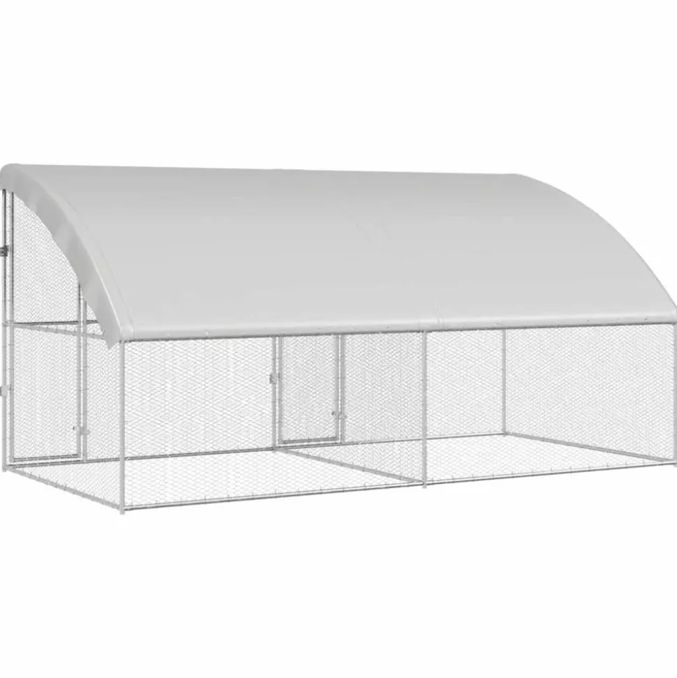 VIDAXL - Cage à poules argent 400 x 200 x 198.5 cm acier galvanisé