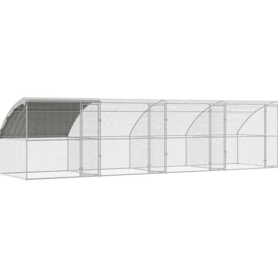 VIDAXL - Cage à poules argent 800 x 200 x 198.5 cm acier galvanisé