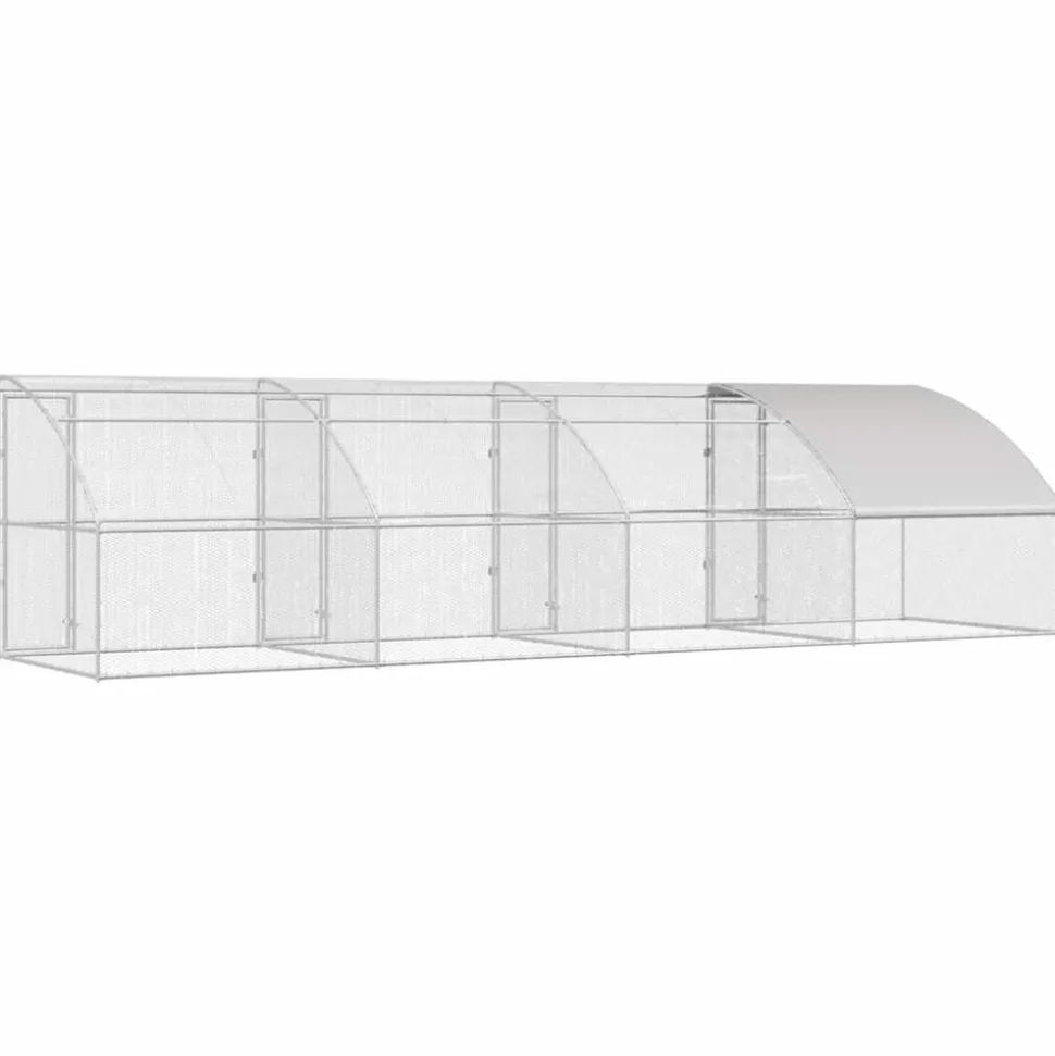 VIDAXL - Cage à poules argent 800 x 200 x 198.5 cm acier galvanisé
