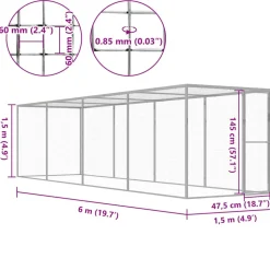 VIDAXL - Cage pour chat 6x1,5x1,5 m acier galvanisé