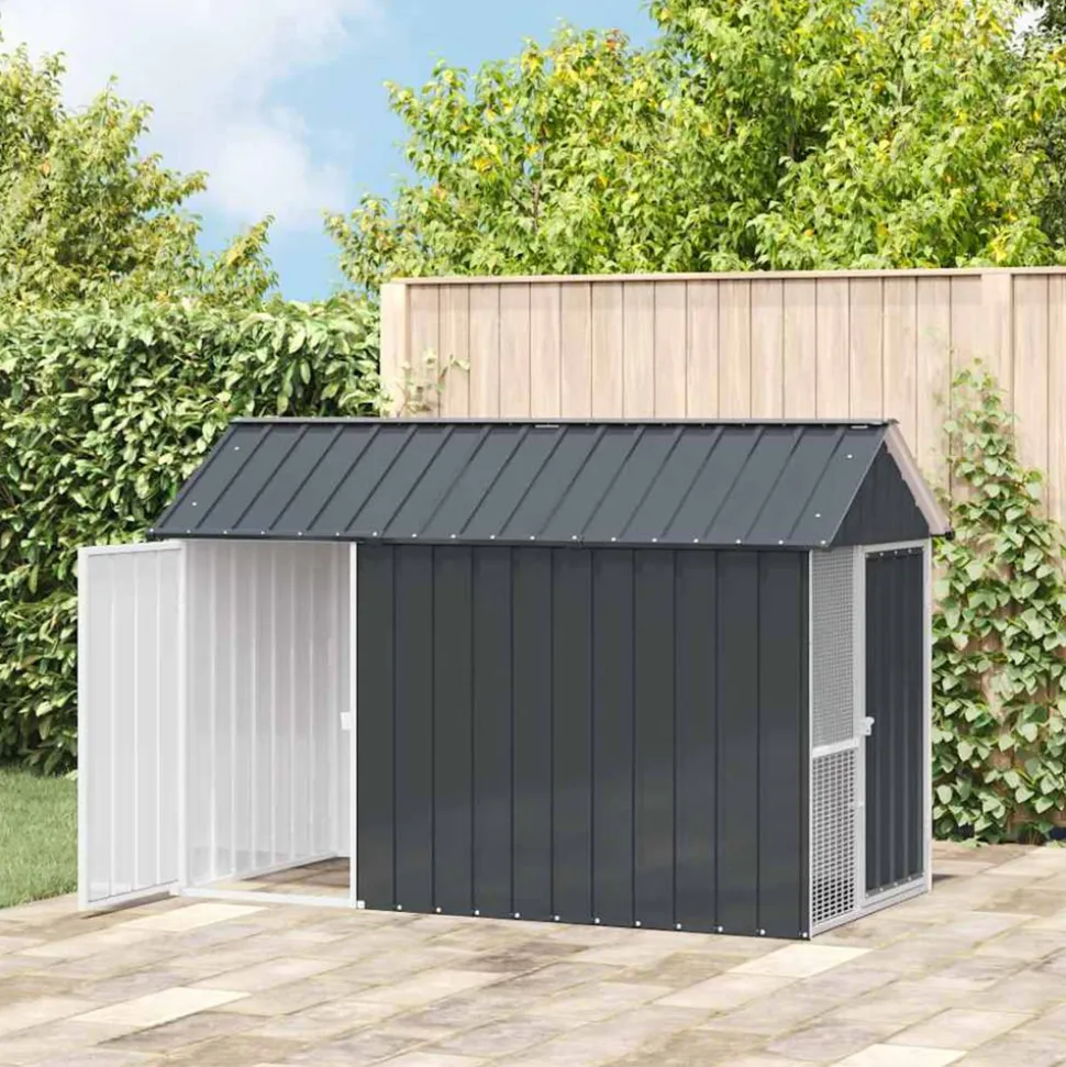 VIDAXL - Cage pour oiseaux anthracite 215 x 112 x 141 cm acier galvanisé