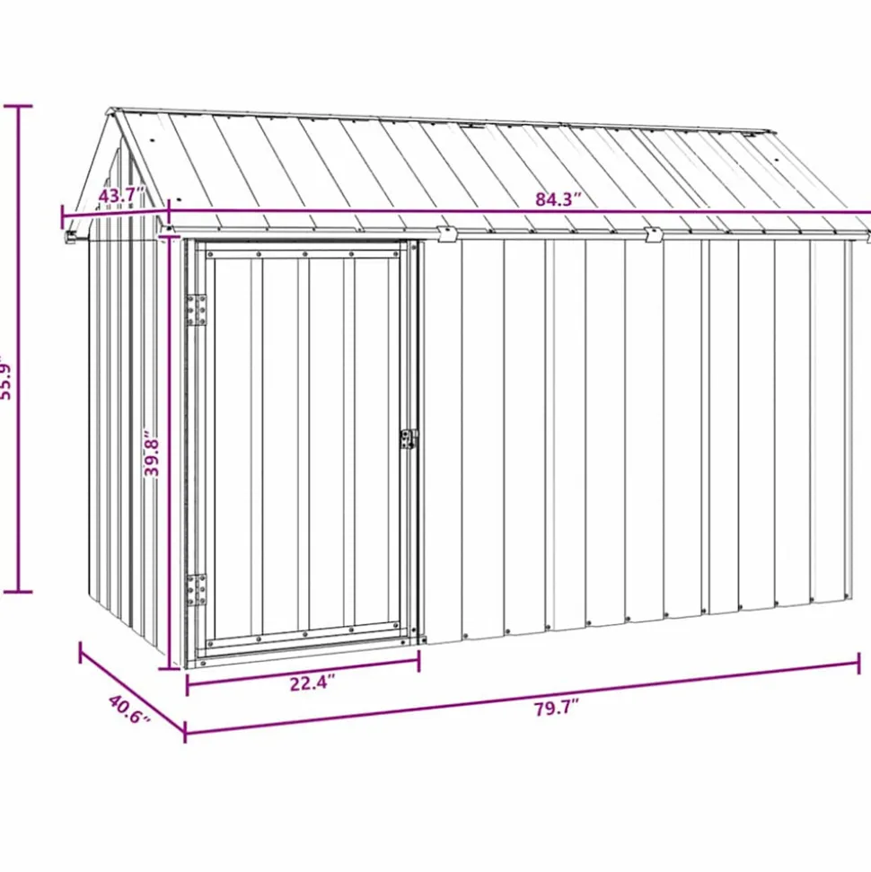 VIDAXL - Cage pour oiseaux anthracite 215 x 112 x 141 cm acier galvanisé