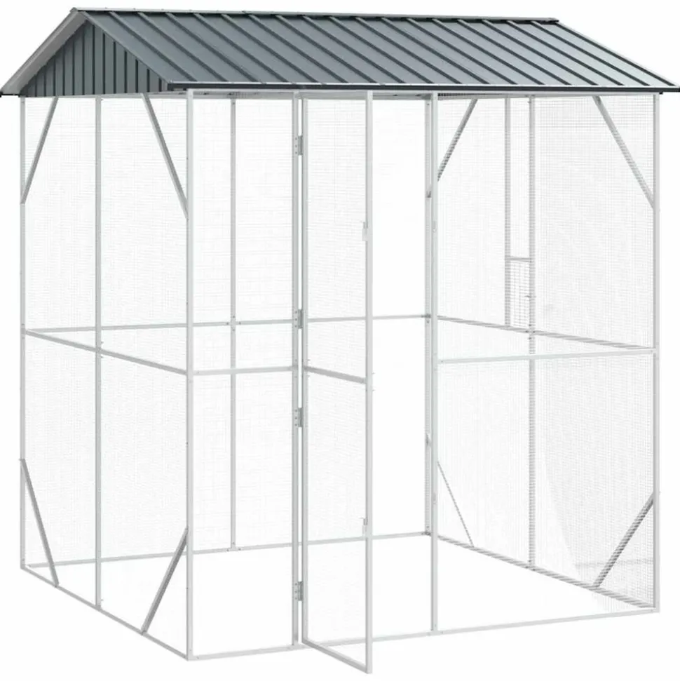 VIDAXL - Cage pour oiseaux anthracite 215 x 208 x 247 cm acier galvanisé