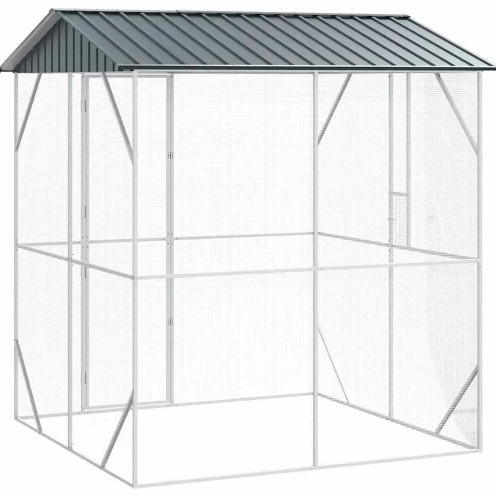 VIDAXL - Cage pour oiseaux anthracite 215 x 208 x 247 cm acier galvanisé