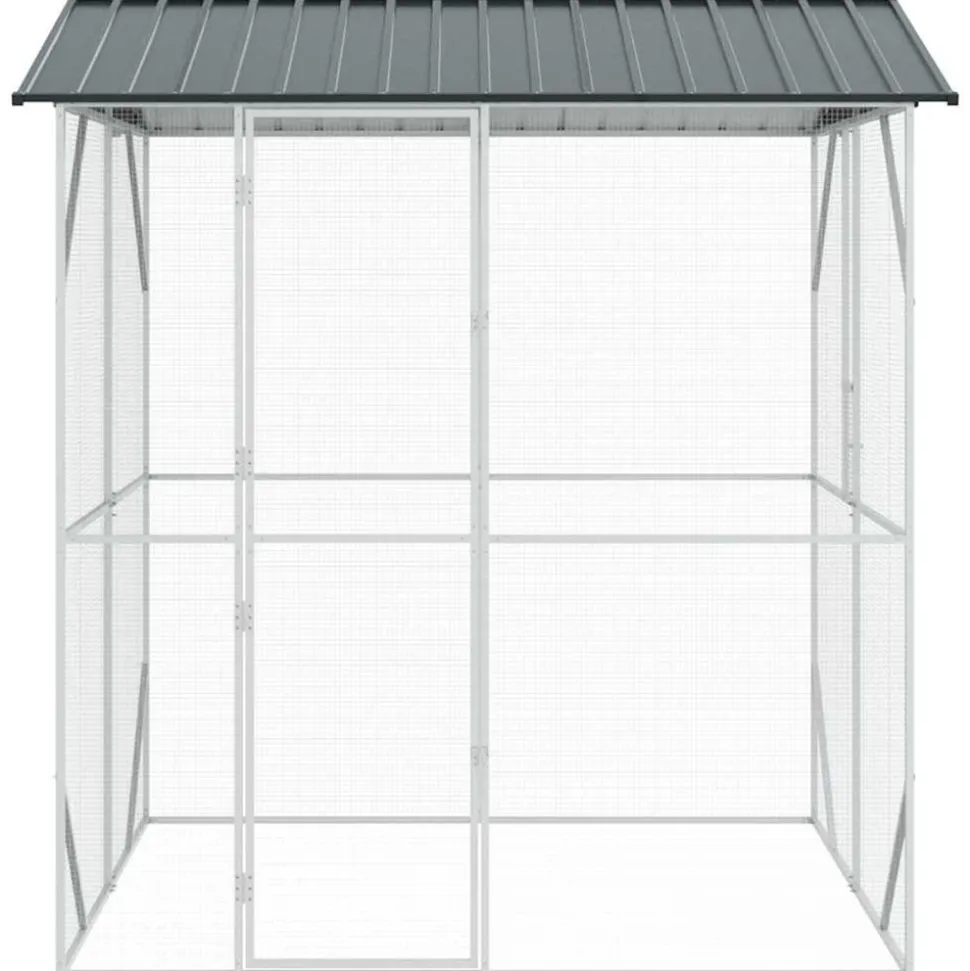 VIDAXL - Cage pour oiseaux anthracite 215 x 208 x 247 cm acier galvanisé