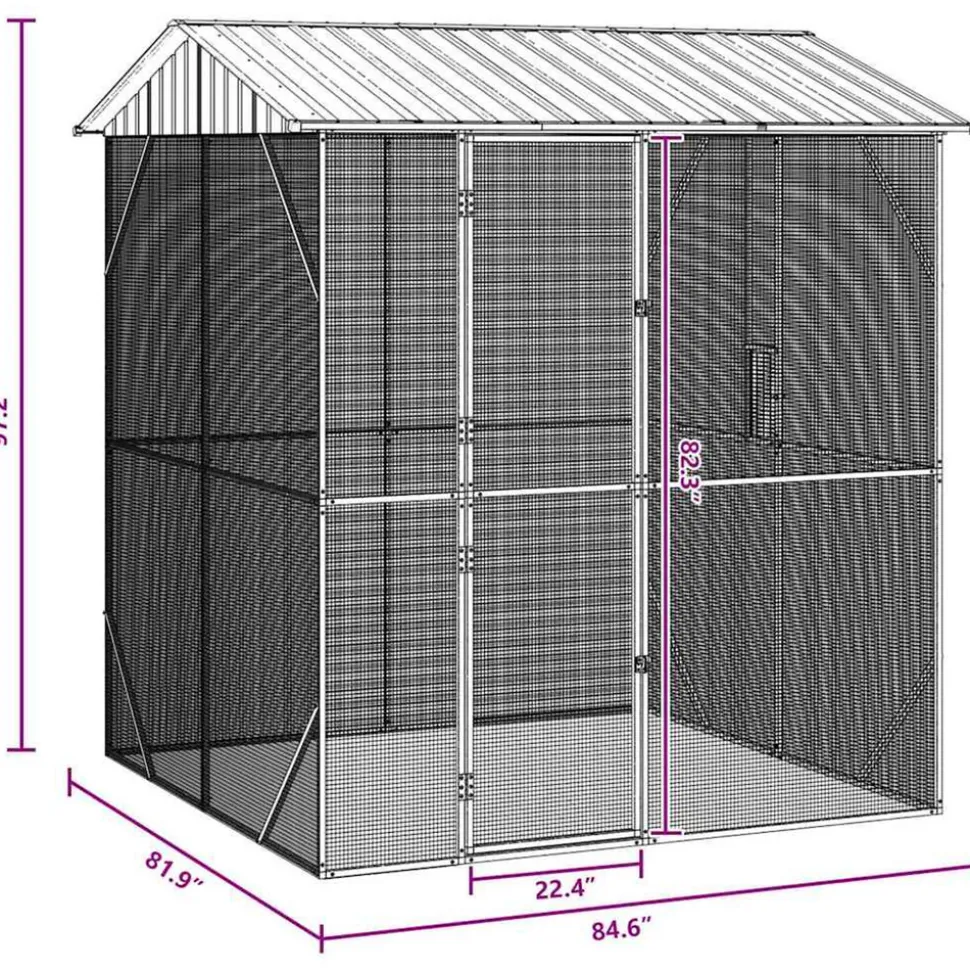 VIDAXL - Cage pour oiseaux anthracite 215 x 208 x 247 cm acier galvanisé