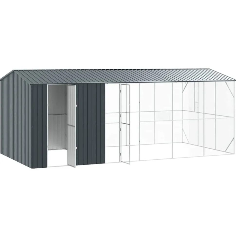 VIDAXL - Cage pour oiseaux anthracite 645 x 310 x 247 cm acier galvanisé