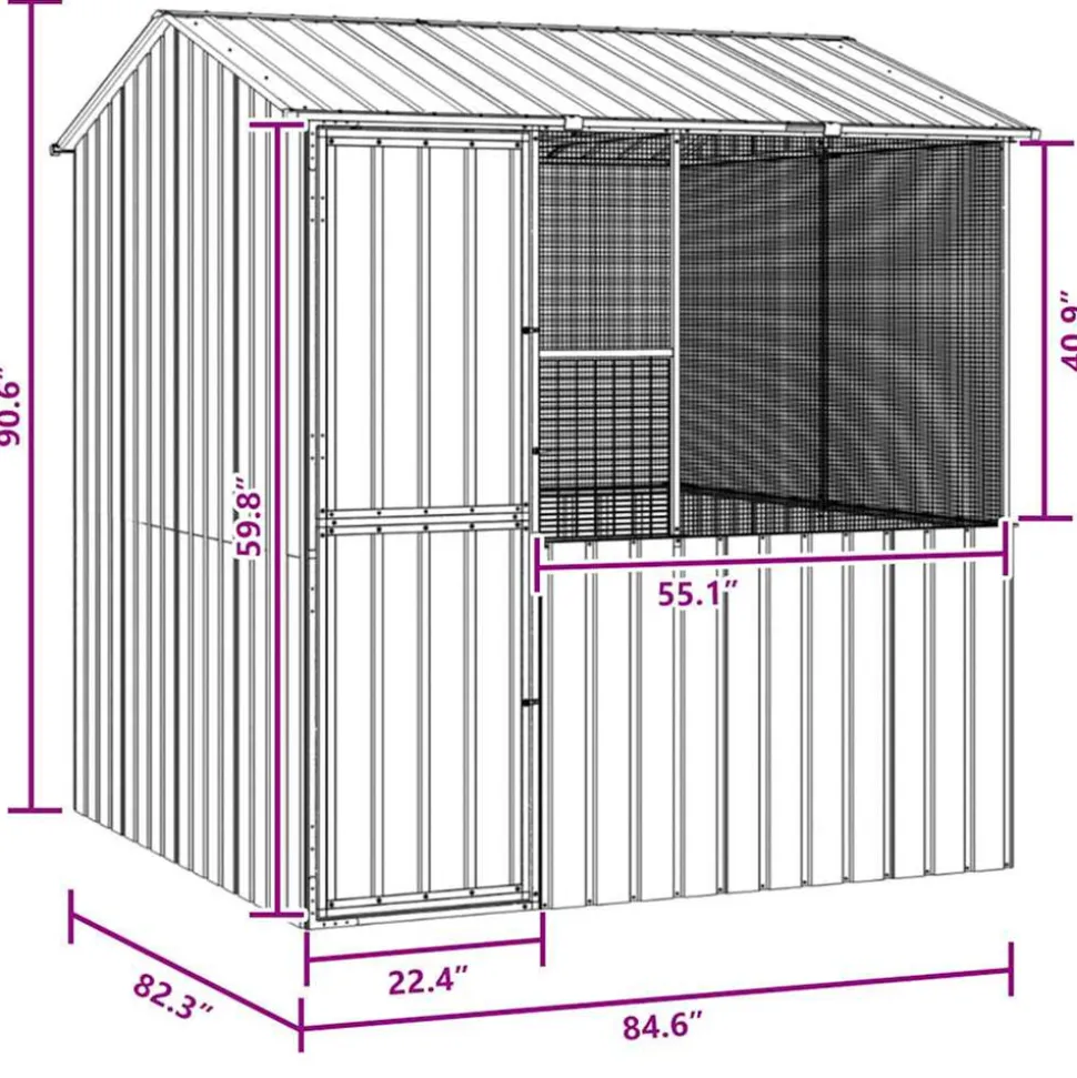 VIDAXL - Cage pour oiseaux anthracite 215 x 209 x 230 cm acier galvanisé