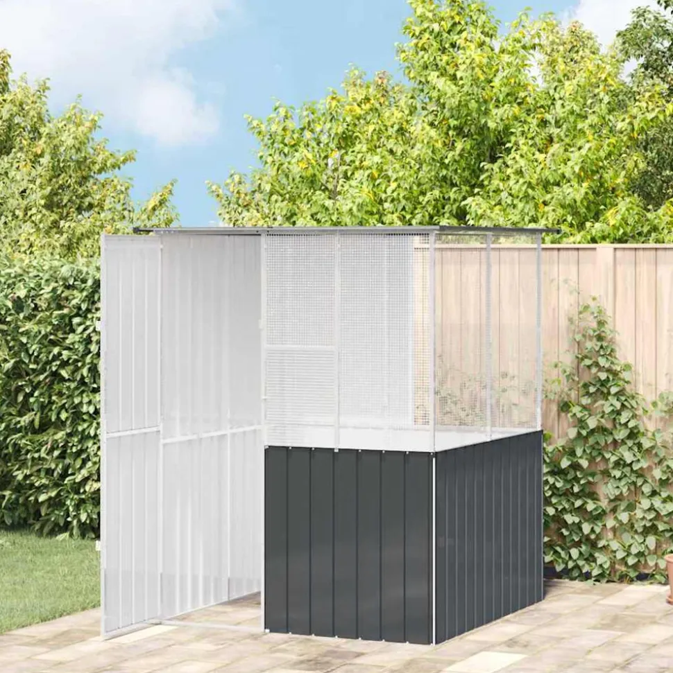 VIDAXL - Cage pour oiseaux anthracite 154 x 154 x 200 cm acier galvanisé
