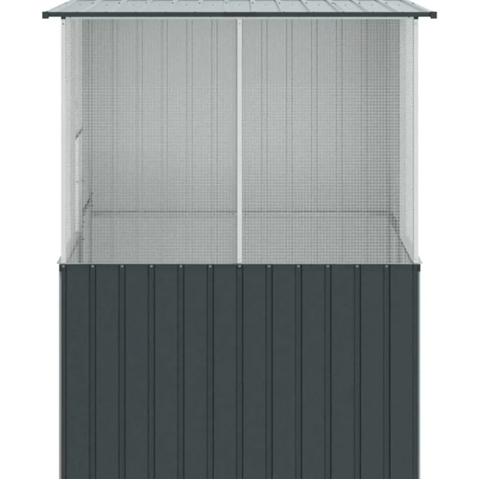 VIDAXL - Cage pour oiseaux anthracite 154 x 154 x 200 cm acier galvanisé