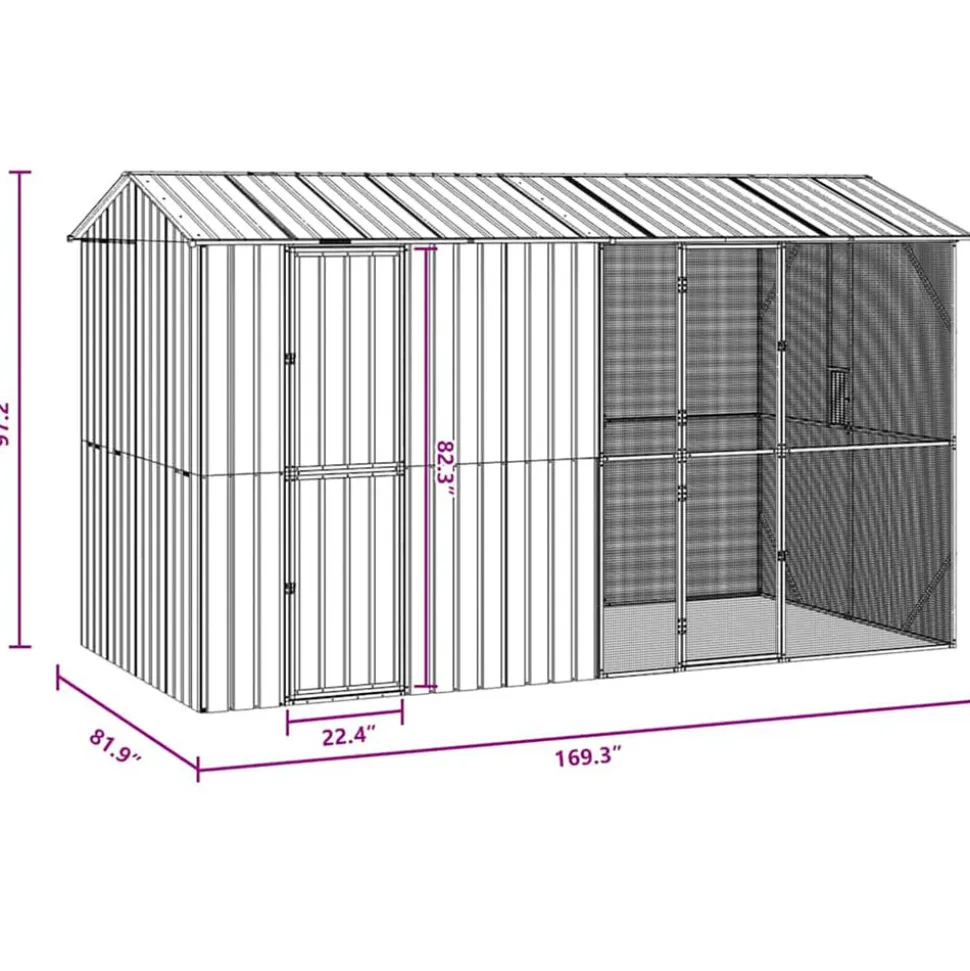 VIDAXL - Cage pour oiseaux anthracite 430 x 208 x 247 cm acier galvanisé