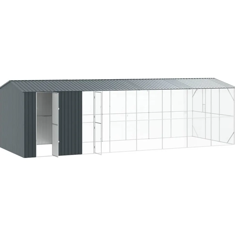 VIDAXL - Cage pour oiseaux anthracite 860 x 310 x 247 cm acier galvanisé