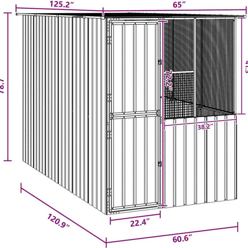 VIDAXL - Cage pour oiseaux anthracite 154 x 307 x 200 cm acier galvanisé