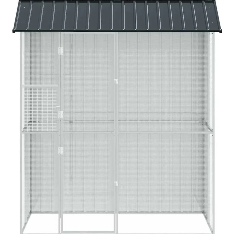 VIDAXL - Cage pour oiseaux anthracite 215 x 110 x 247 cm acier galvanisé
