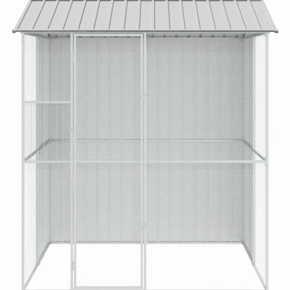 VIDAXL - Cage pour oiseaux gris 215 x 210 x 247 cm acier galvanisé