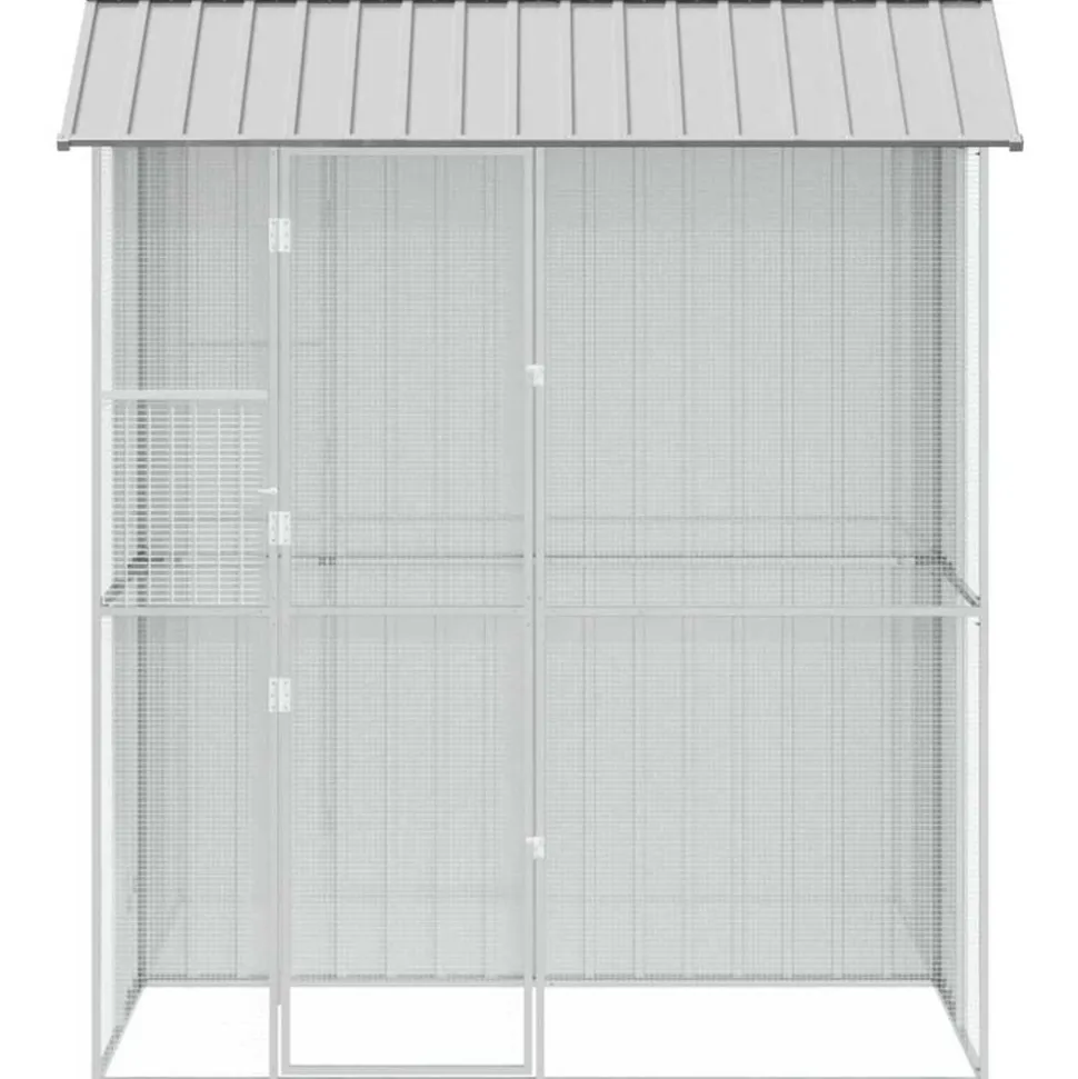 VIDAXL - Cage pour oiseaux gris 215 x 110 x 247 cm acier galvanisé