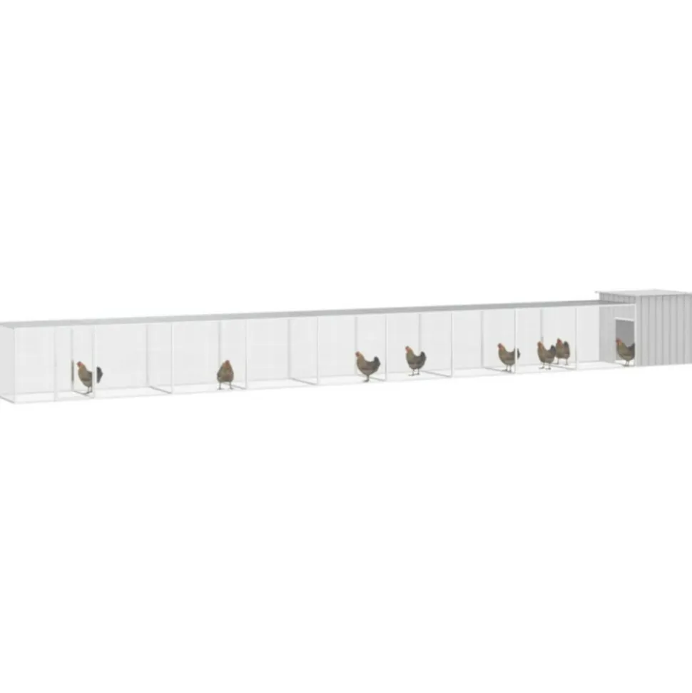 VIDAXL - Cage pour poules gris 1000x91x100 cm acier galvanisé