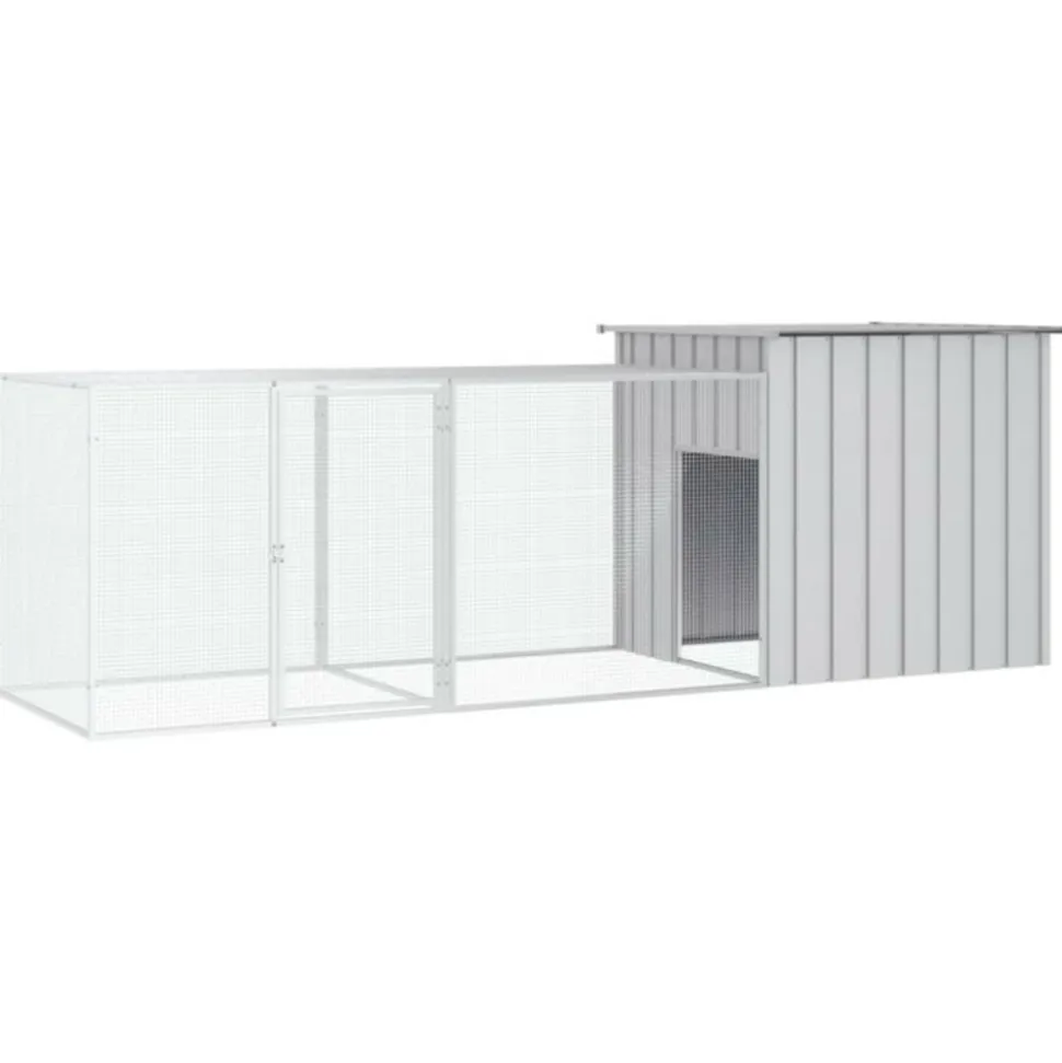 VIDAXL - Cage pour poules gris 300x91x100 cm acier galvanisé