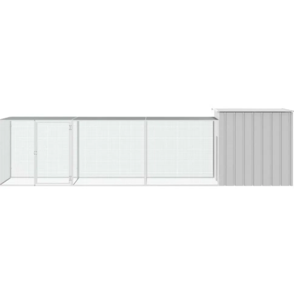 VIDAXL - Cage pour poules gris 400x91x100 cm acier galvanisé