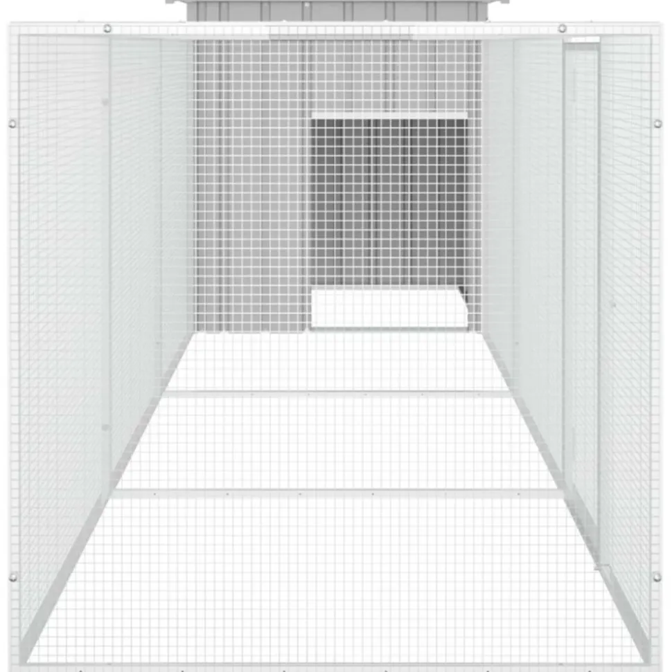 VIDAXL - Cage pour poules gris 400x91x100 cm acier galvanisé