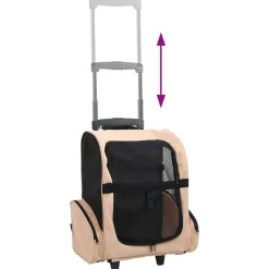 VIDAXL - Chariot polyvalent pliable pour animaux de compagnie beige