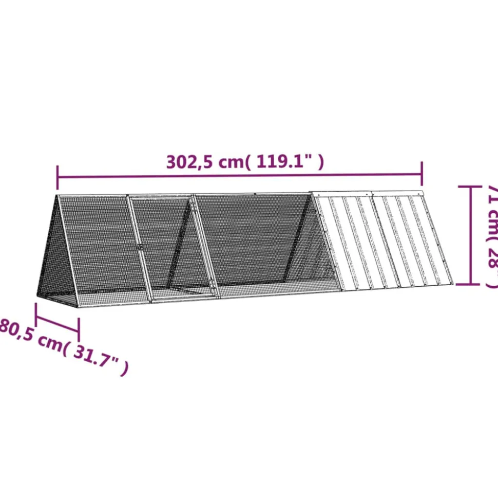 VIDAXL - Clapier anthracite 302,5x80,5x71 cm acier galvanisé