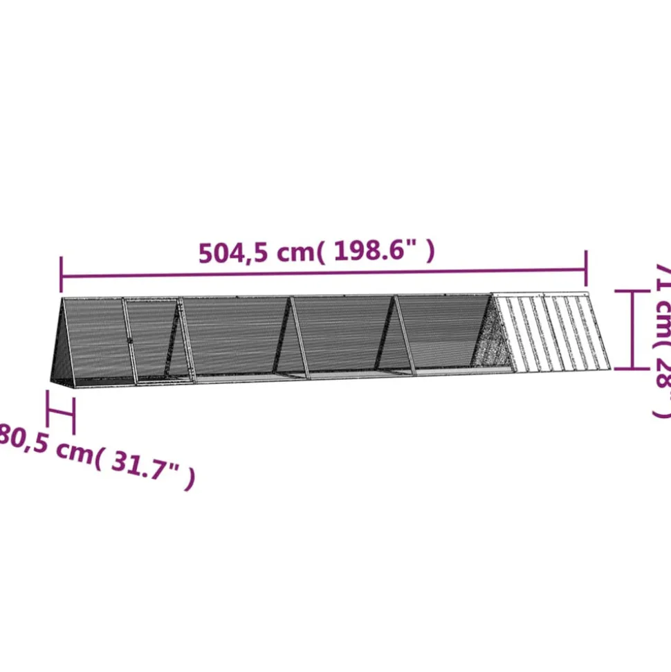 VIDAXL - Clapier anthracite 504,5x80,5x71 cm acier galvanisé