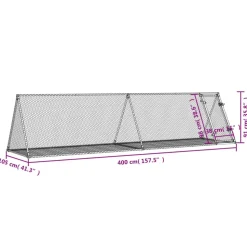 VIDAXL - Clapier argenté 400x105x91 cm acier galvanisé