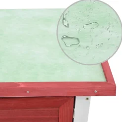 VIDAXL - Clapier d extérieur 1 porte rouge bois