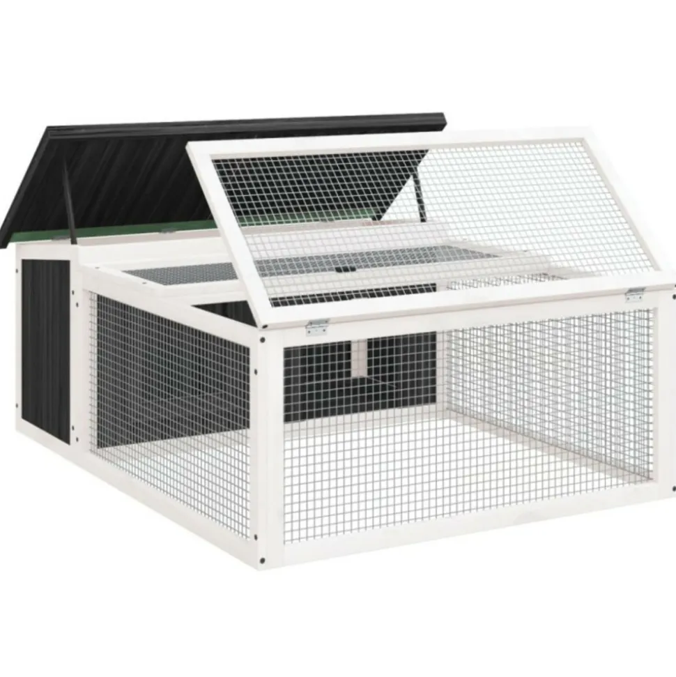 VIDAXL - Clapier gris 117,5x97x47,5 cm bois de pin massif