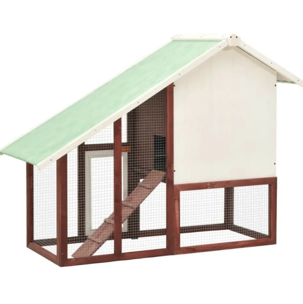 VIDAXL - Clapier moka et blanc 140x63x120 cm bois de sapin massif