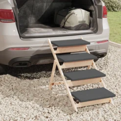 VIDAXL - Escalier pour chiens gris 105x47 cm bois de sapin solide