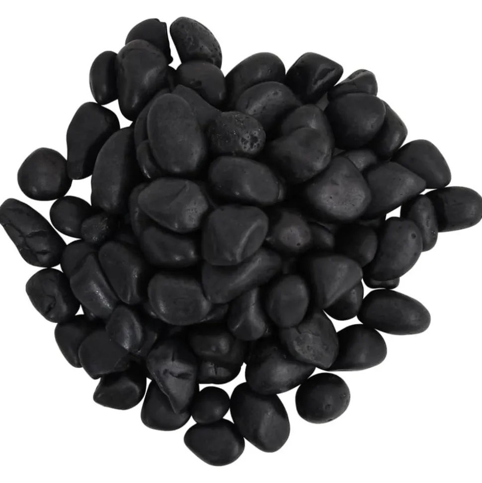 VIDAXL - Galets polis 25 kg noir 2-5 cm