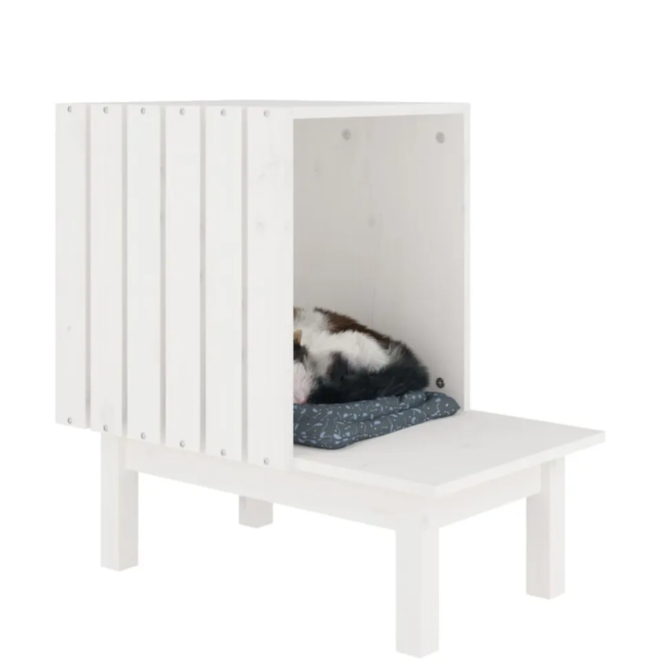 VIDAXL - Maison pour chat blanc 60x36x60 cm bois de pin massif