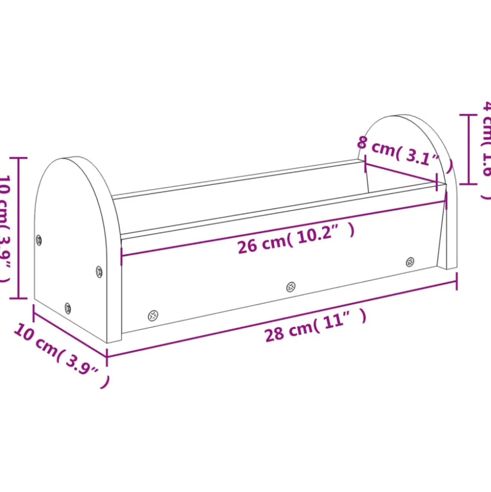 VIDAXL - Mangeoire à foin pour lapins 28x10x10 cm bois massif de sapin