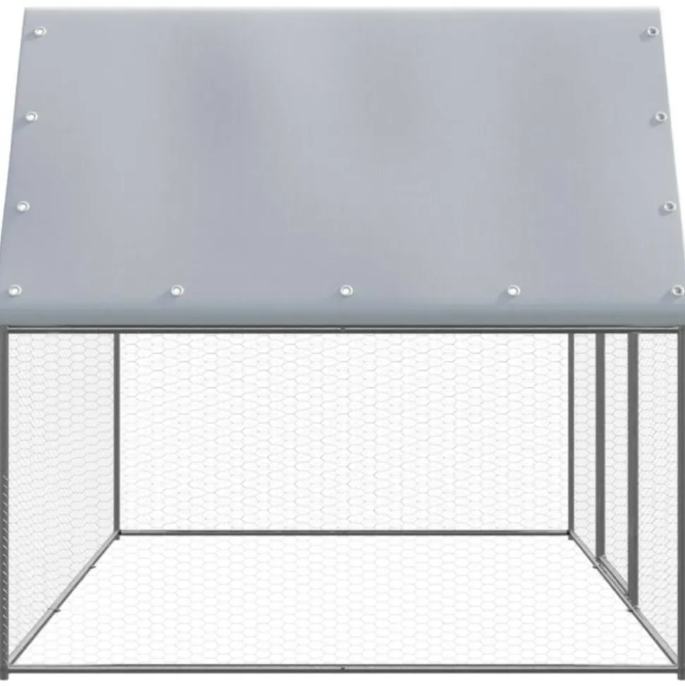 VIDAXL - Poulailler argenté et gris 3x2x2 m acier galvanisé