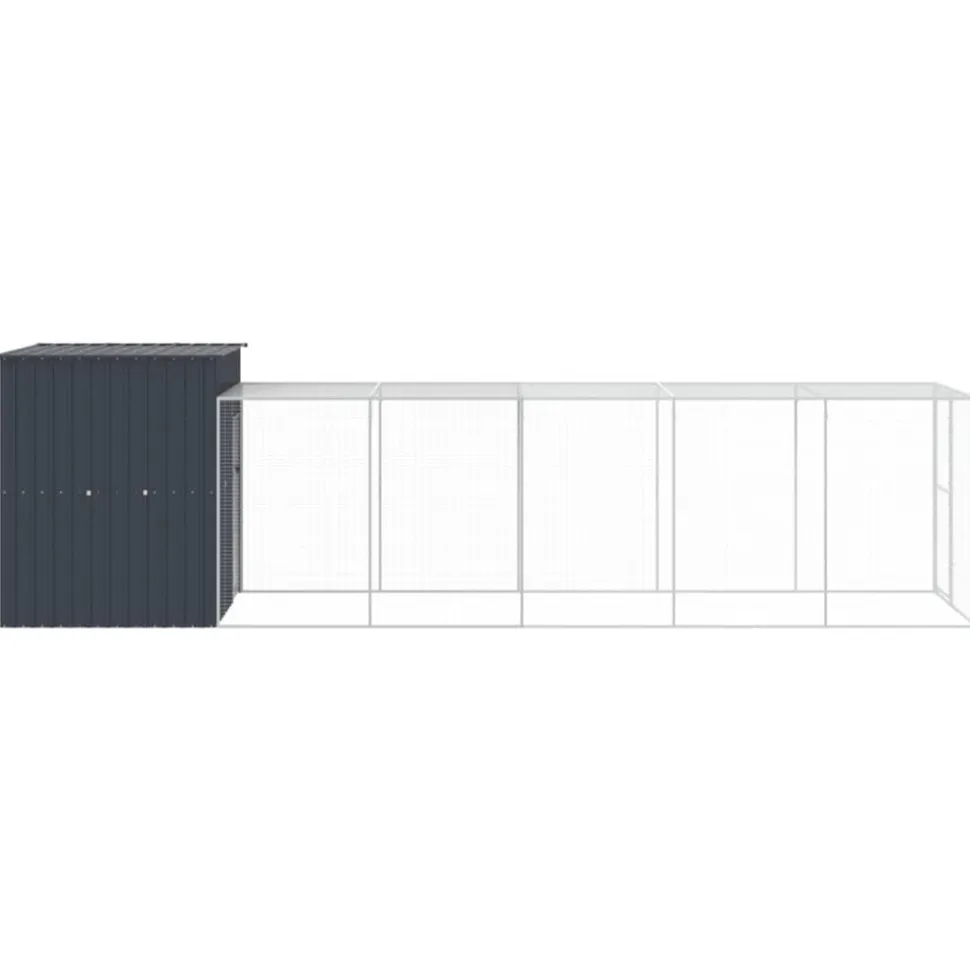 VIDAXL - Poulailler avec cour anthracite 165x659x181 cm acier galvanisé