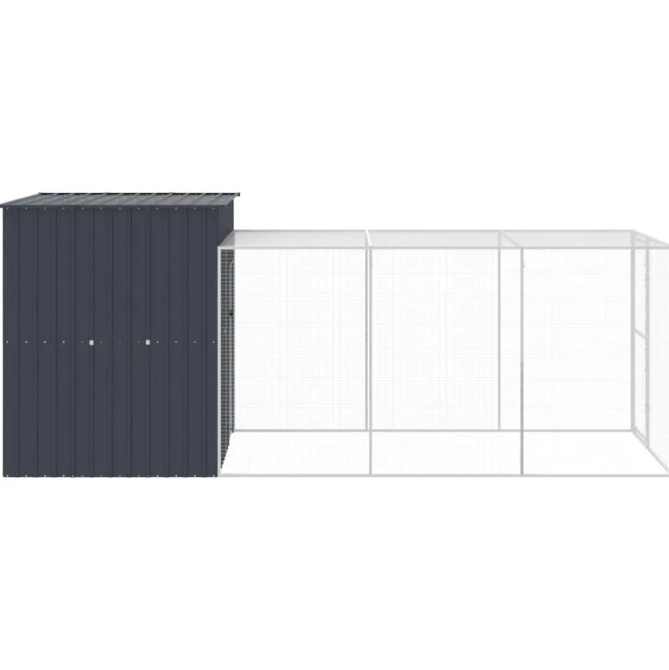 VIDAXL - Poulailler avec cour anthracite 165x455x181 cm acier galvanisé