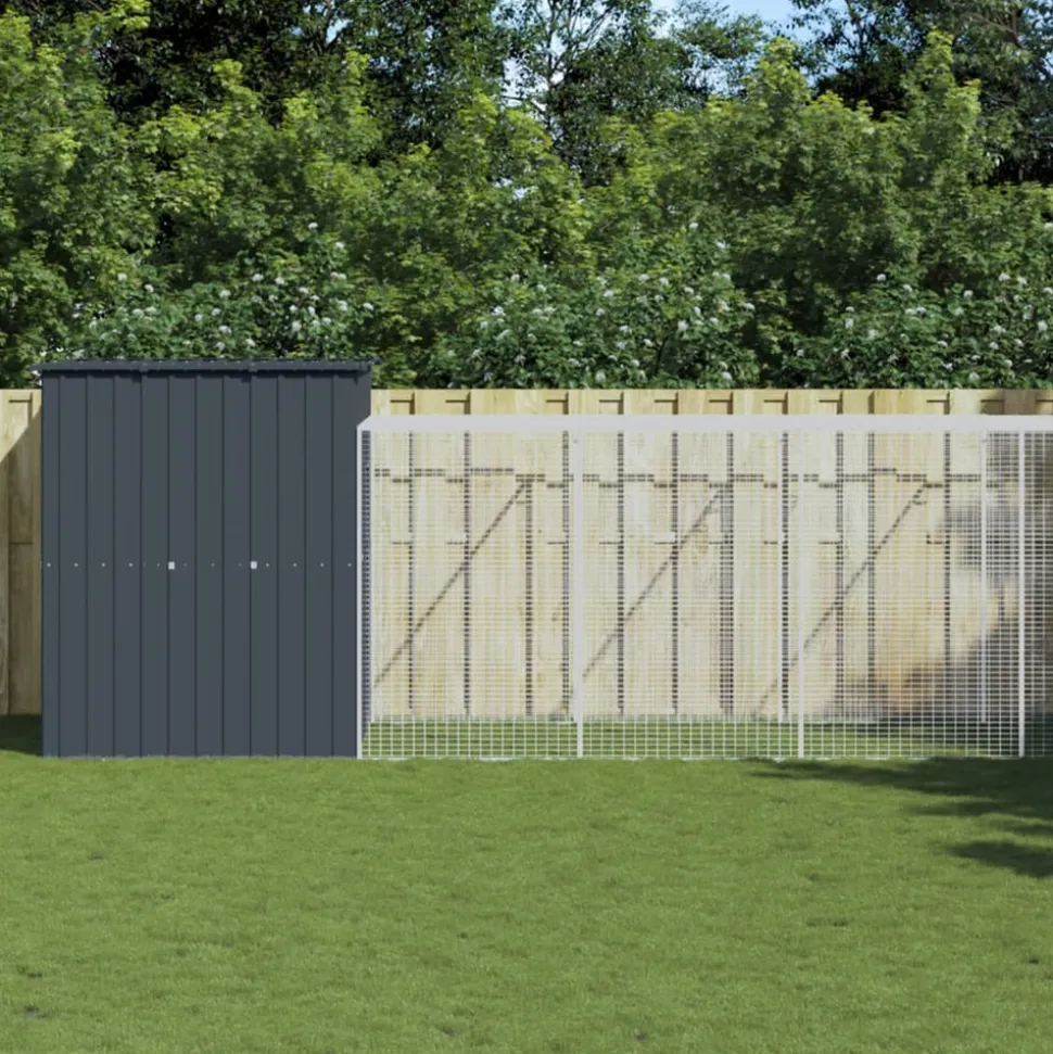 VIDAXL - Poulailler avec cour anthracite 165x863x181 cm acier galvanisé