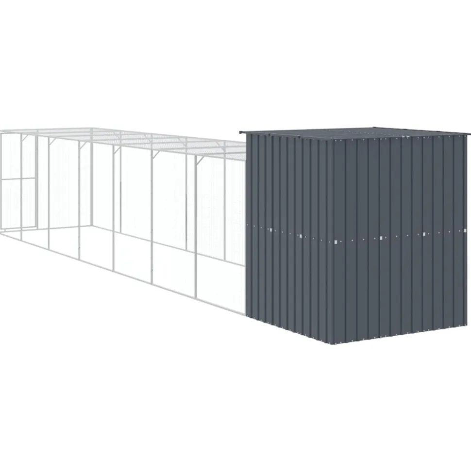 VIDAXL - Poulailler avec cour anthracite 165x863x181 cm acier galvanisé