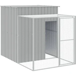 VIDAXL - Poulailler avec cour gris clair 165x455x181 cm acier galvanisé