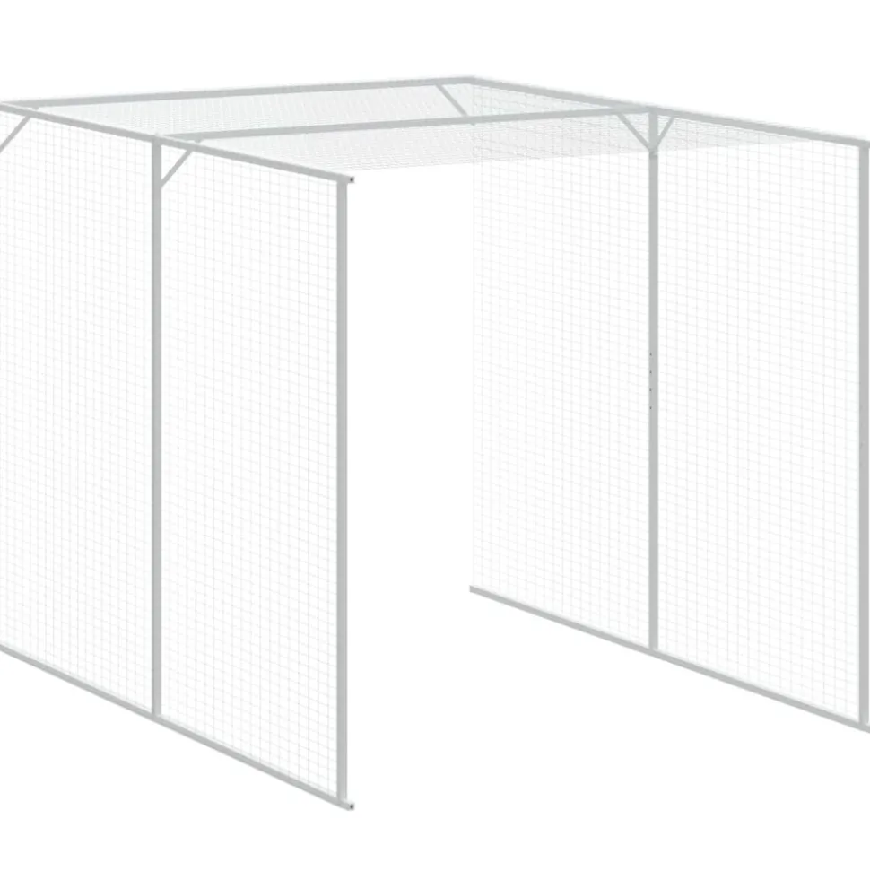 VIDAXL - Poulailler avec cour gris clair 165x455x181 cm acier galvanisé