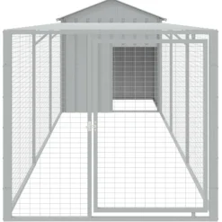 VIDAXL - Poulailler avec cour gris clair 117x405x123 cm acier galvanisé