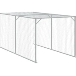 VIDAXL - Poulailler avec cour gris clair 117x405x123 cm acier galvanisé
