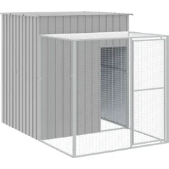 VIDAXL - Poulailler avec cour gris clair 165x659x181 cm acier galvanisé