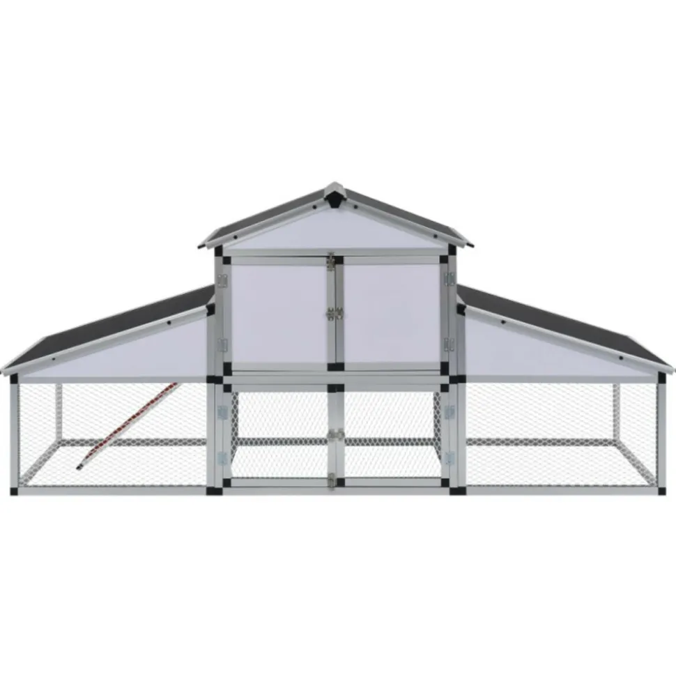 VIDAXL - Poulailler avec rampes et nichoir aluminium