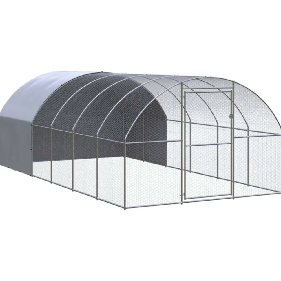 VIDAXL - Poulailler d extérieur 3x6x2 m acier galvanisé